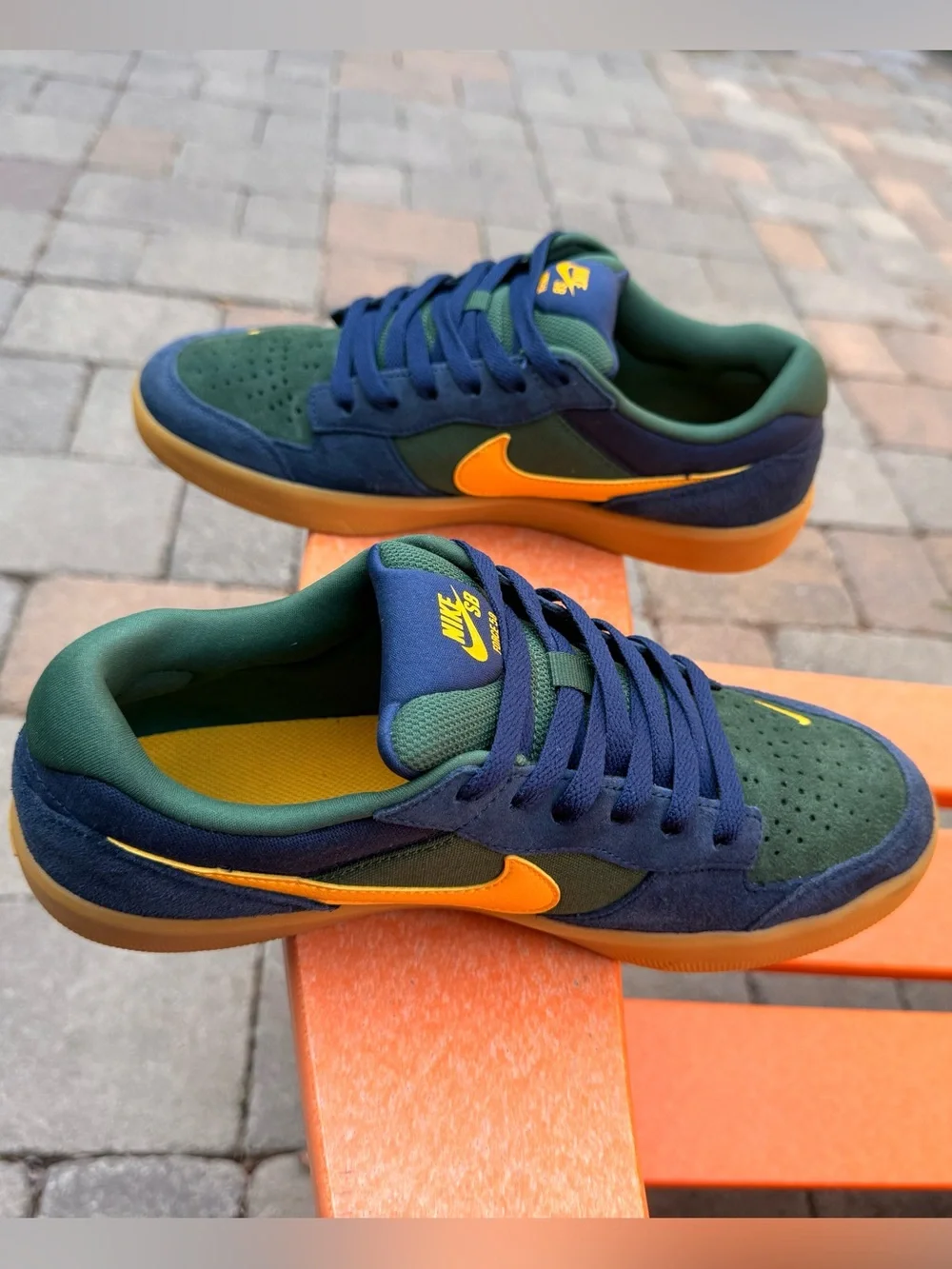 Men’s Nike SB Force 58 Skateboard Shoes Navy Brown Gold US Size 8.5 (DV5477-402)